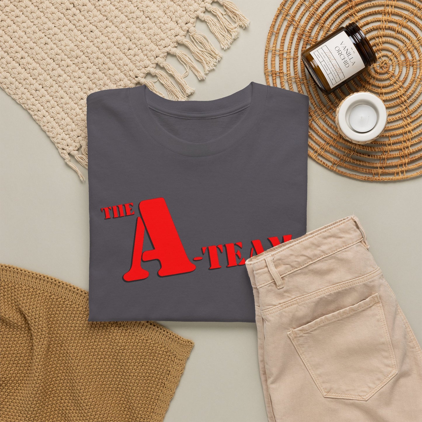A-Team Graphic Tee — Retro Red Logo Vintage Crew T-Shirt