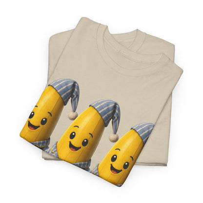 Bananas in Pyjamas – Three Smiling Bananas in Striped Pajamas Graphic T-Shirt