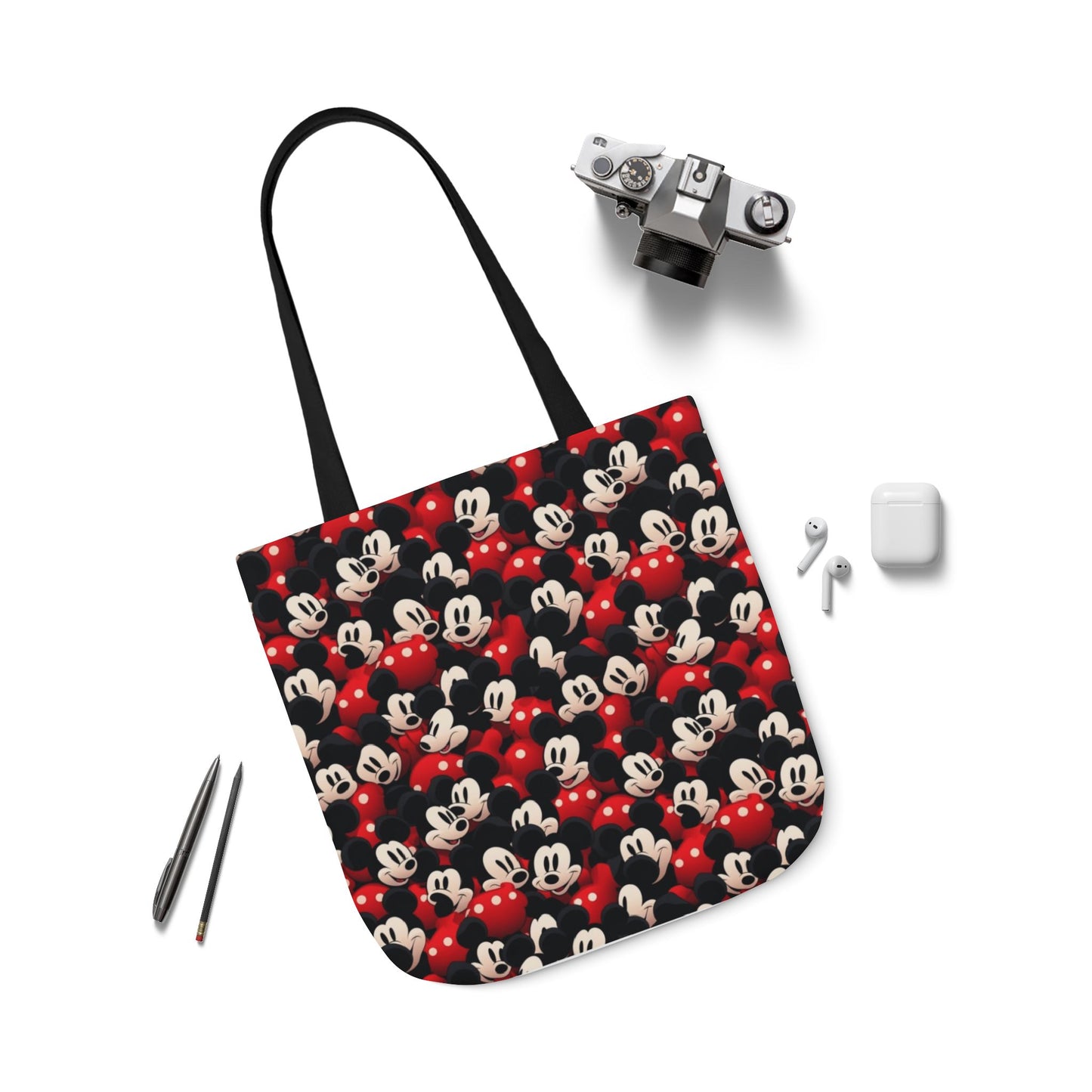 Mickey Mouse Canvas Tote — Retro Cartoon Character Allover Print