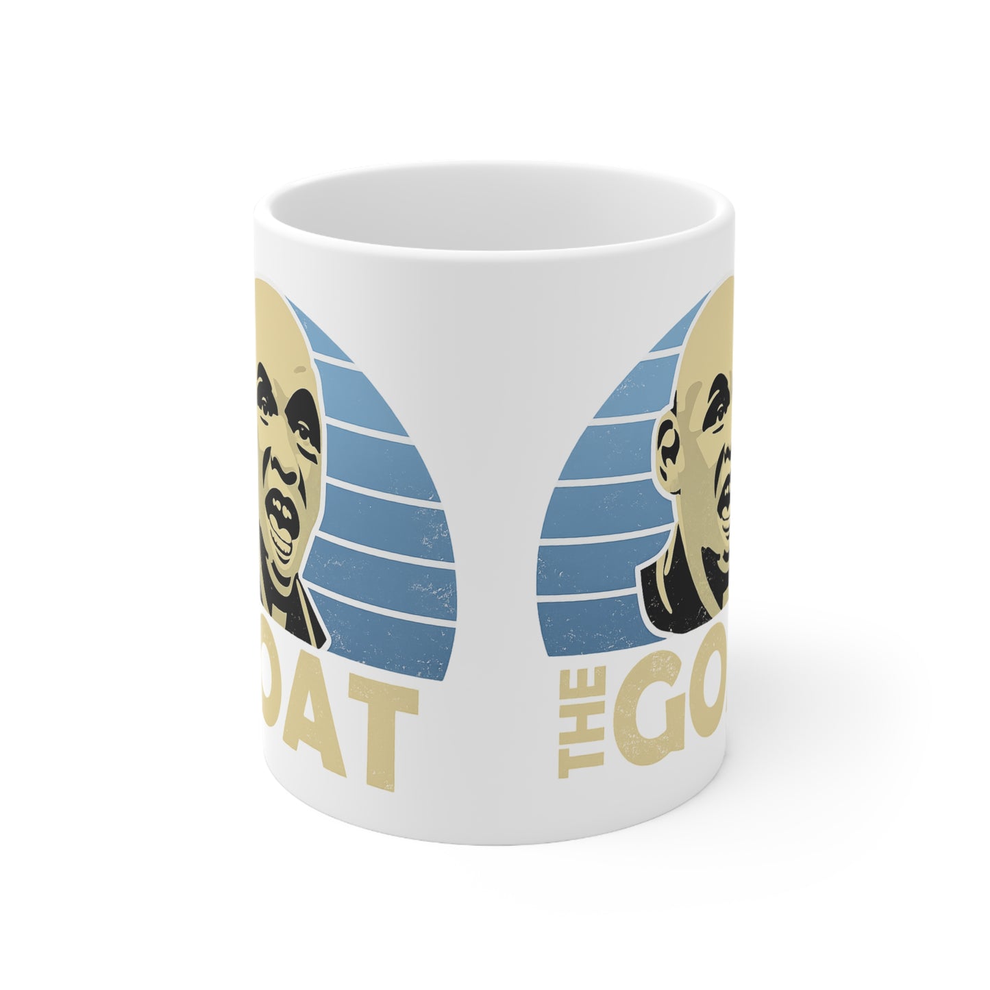 Shaun GOAT Goater Manchester City Ceramic Mug — Retro Blue Striped Design (11oz & 15oz)