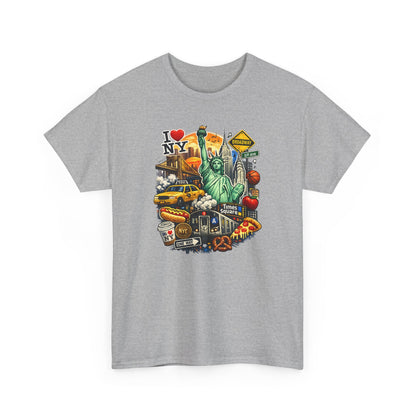 New York City Icons T-Shirt — Statue of Liberty, Taxi & I  NY Collage Tee