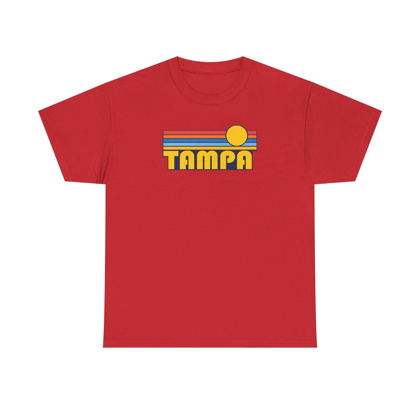 Tampa Retro Sunset T-Shirt — Vintage 70s Striped Beach Tee