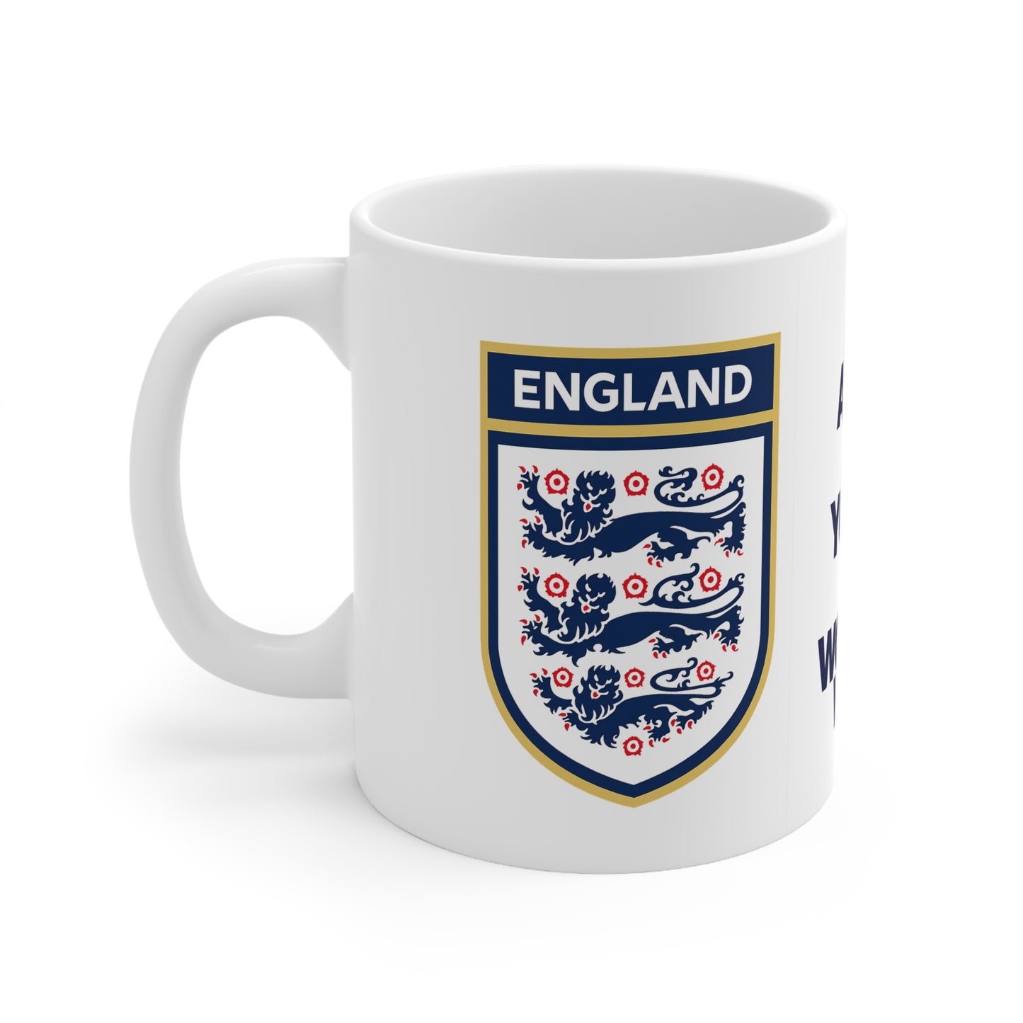 England Football Crest Mug — “And After All You’re My Wonderwall” Ceramic Coffee Cup (11oz & 15oz)