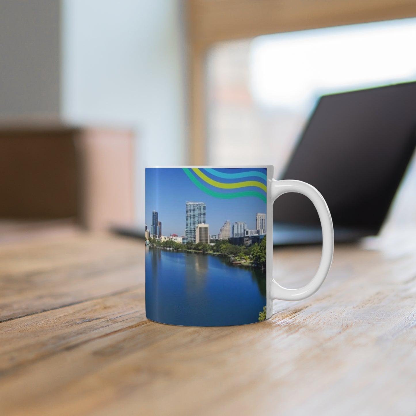 Orlando Lake Eola City Skyline Coffee Mug — Scenic Waterfront 11oz & 15oz Ceramic Cups