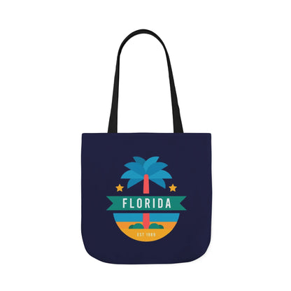 Florida Palm Beach Canvas Tote Bag — Retro Sunshine Travel Tote