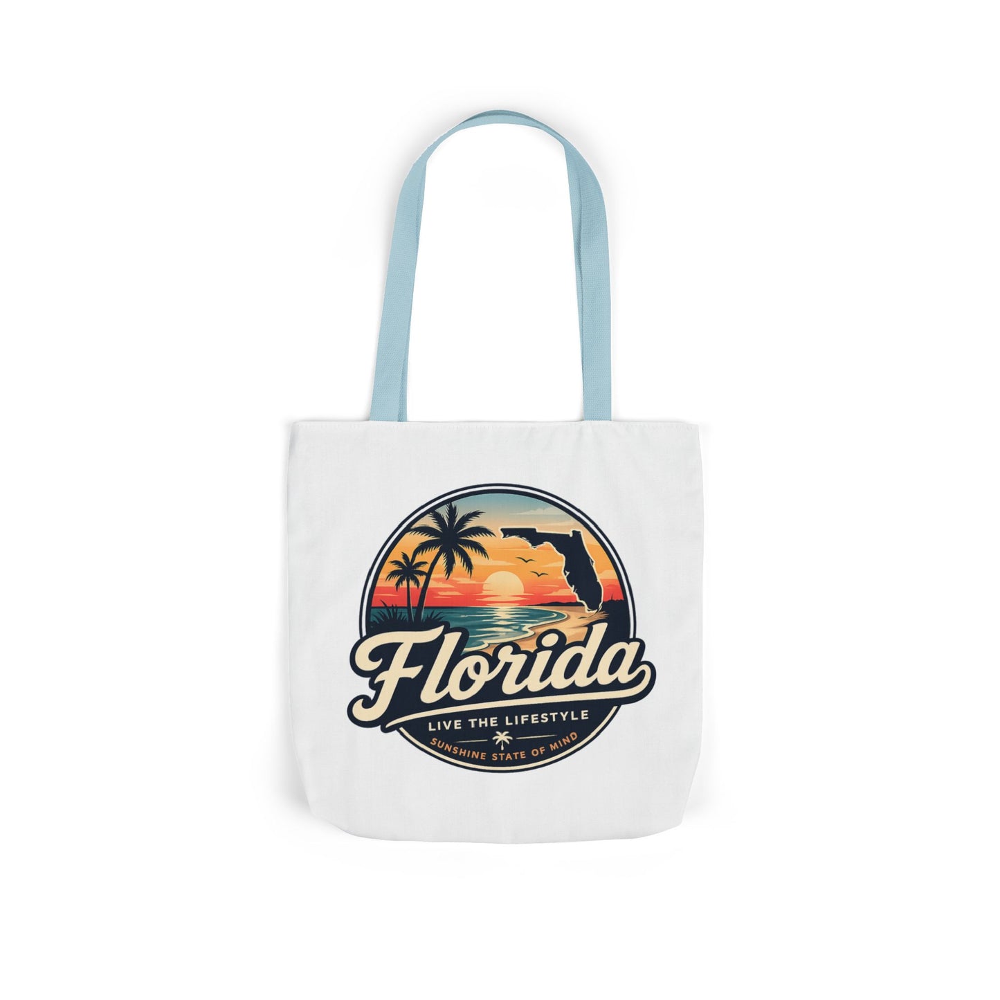 Florida Sunset Canvas Tote Bag — Retro Palm Beach Design