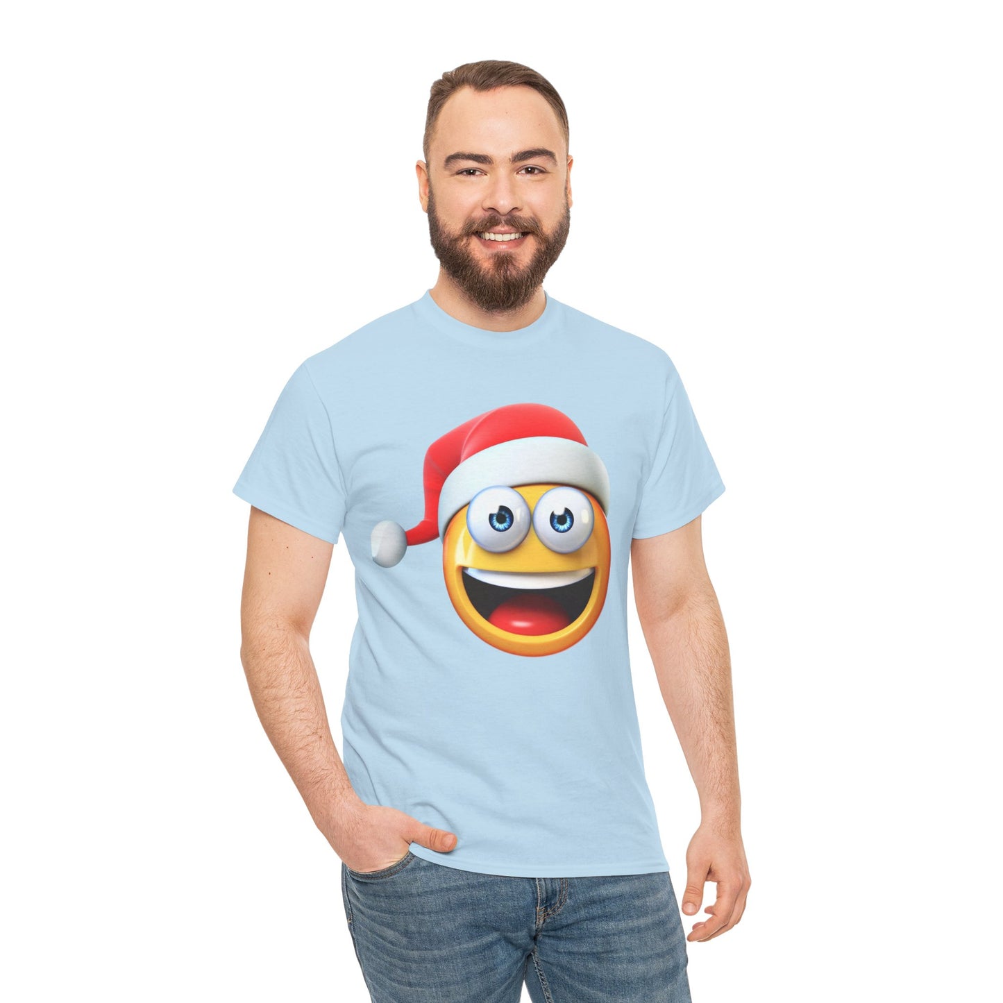 Christmas Emoji T-Shirt — Santa Hat Smiley Holiday Tee