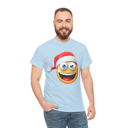 Christmas Emoji T-Shirt — Santa Hat Smiley Holiday Tee