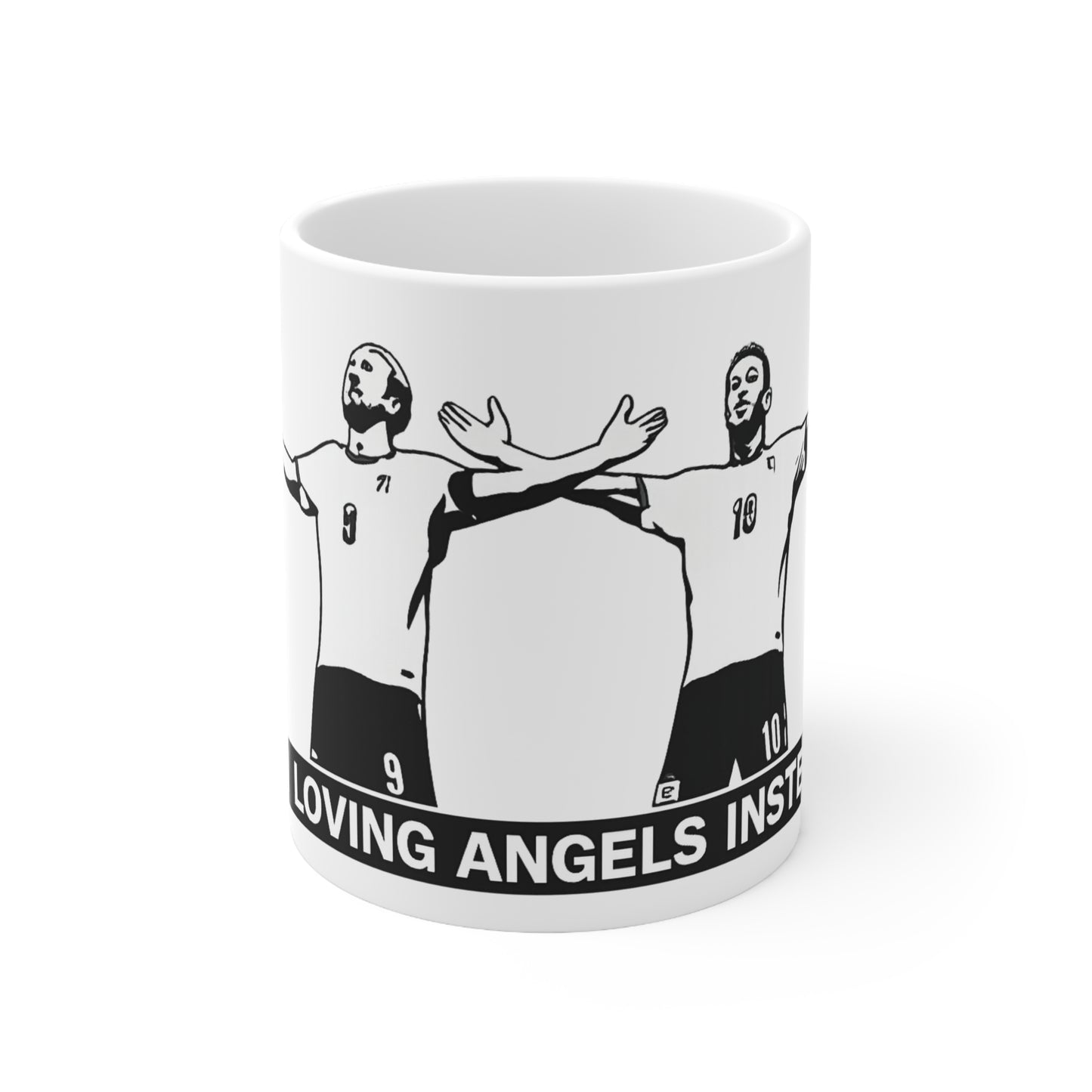 Kane & Bellingham Soccer Players 'I'm Loving Angels' Ceramic Coffee Mug — 11oz & 15oz