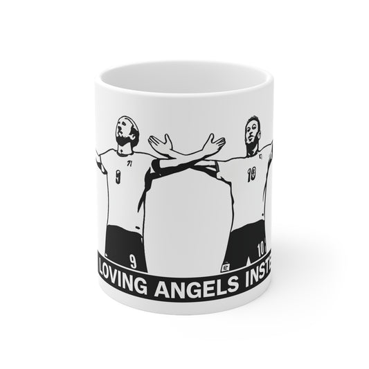 Kane & Bellingham Soccer Players 'I'm Loving Angels' Ceramic Coffee Mug — 11oz & 15oz