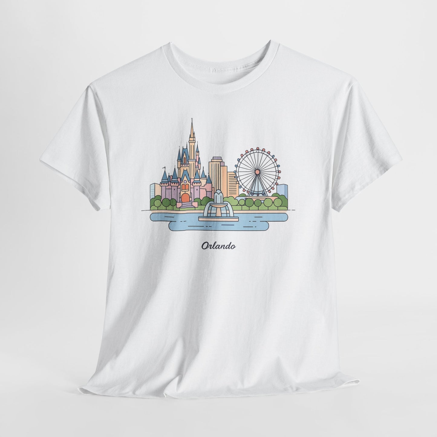Orlando Skyline T-Shirt — Cute Cityscape Graphic Tee with 'Orlando' Text