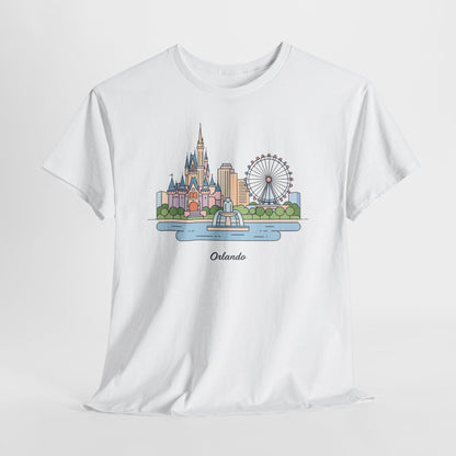 Orlando Skyline T-Shirt — Cute Cityscape Graphic Tee with 'Orlando' Text