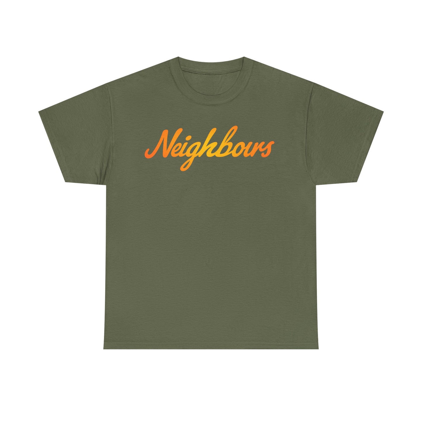 Neighbours Script T‑Shirt — Retro Orange Neighborhood Tee