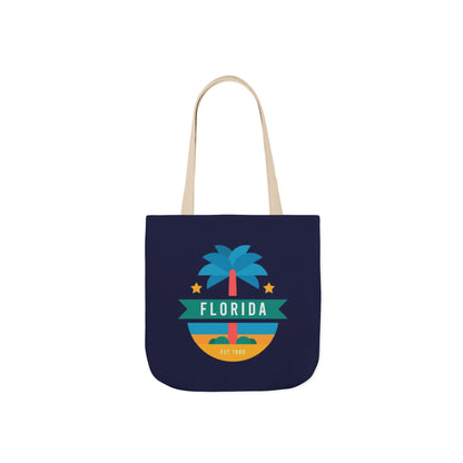 Florida Palm Beach Canvas Tote Bag — Retro Sunshine Travel Tote