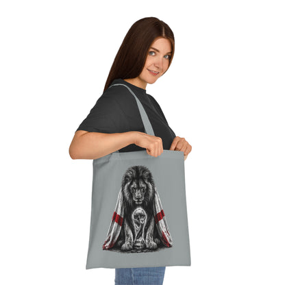 England Lion Tote Bag – Protective Lion Illustration Cotton Tote