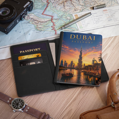 Dubai Skyline Passport Cover – Sunset Burj Khalifa Travel Passport Holder