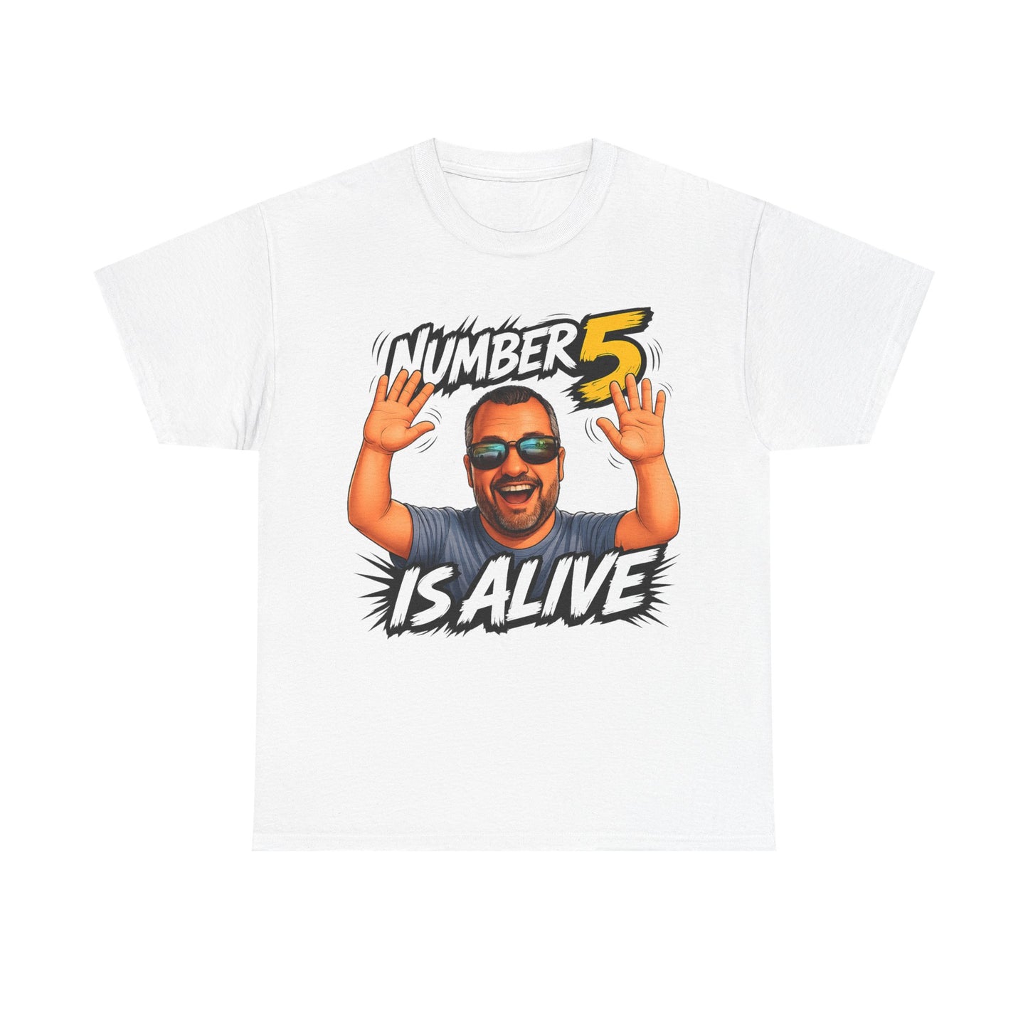 Number 5 Is Alive Graphic Tee — Funny Meme Face T‑Shirt
