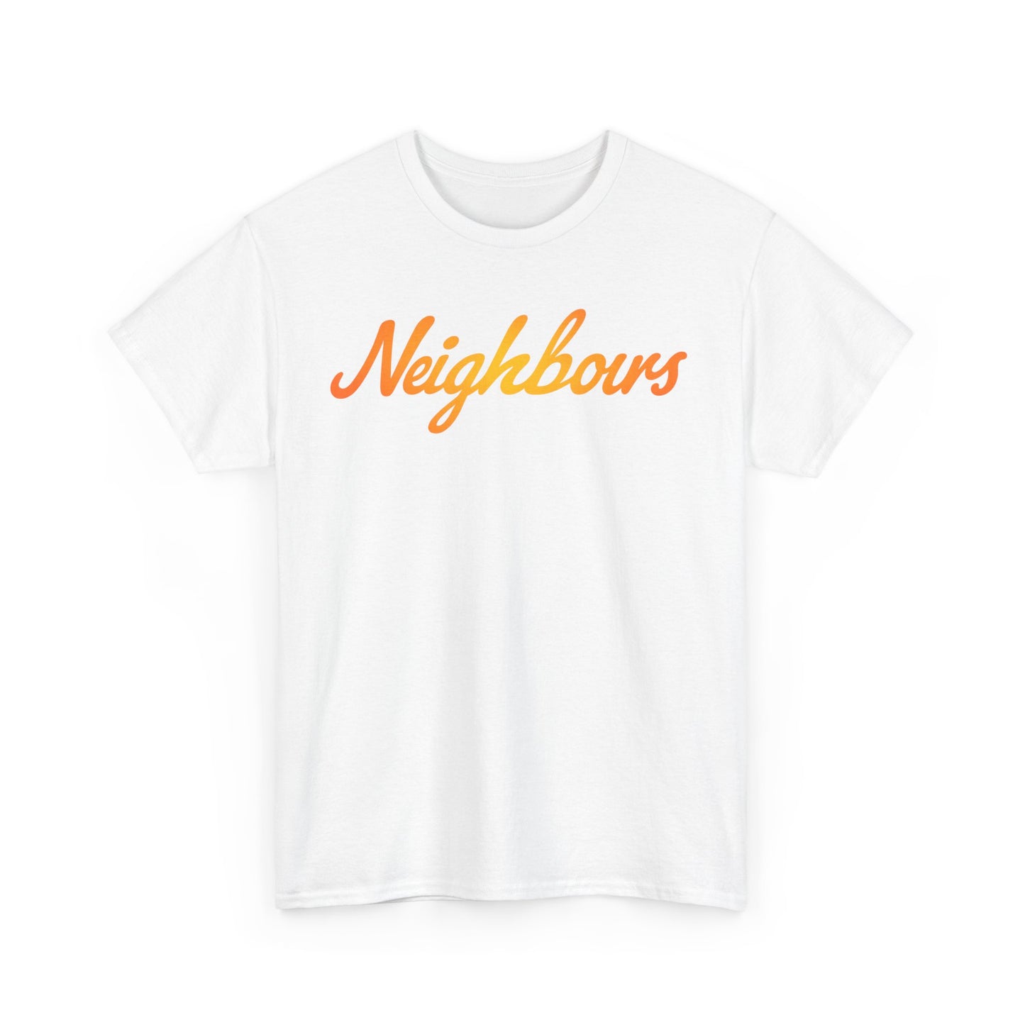 Neighbours Script T‑Shirt — Retro Orange Neighborhood Tee