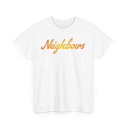 Neighbours Script T‑Shirt — Retro Orange Neighborhood Tee
