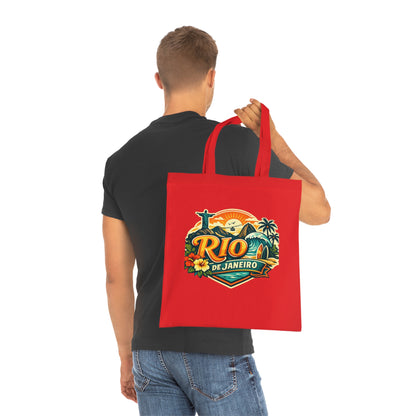 Rio de Janeiro / West Palm Beach Beach Tote — Retro Tropical Cotton Tote Bag