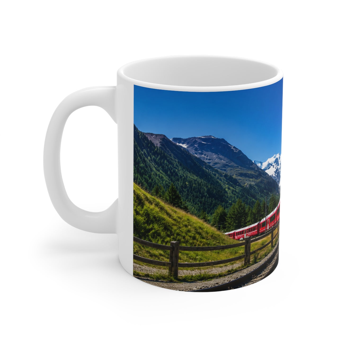 Mountain Train Scenic Coffee Mug – Red Alpine Railway 11oz/15oz