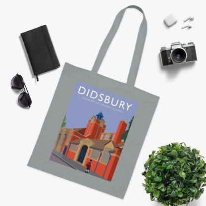 Elm Grove Didsbury C of E Primary School Vintage Travel Tote — Retro Illustrated Cotton Shopper Bag