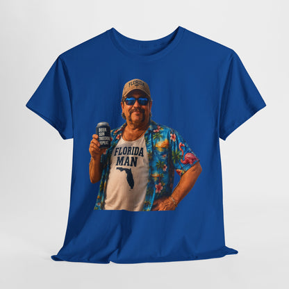 Florida Man Graphic Tee — Funny Vacation Shirt with Hawaiian Shirt Design