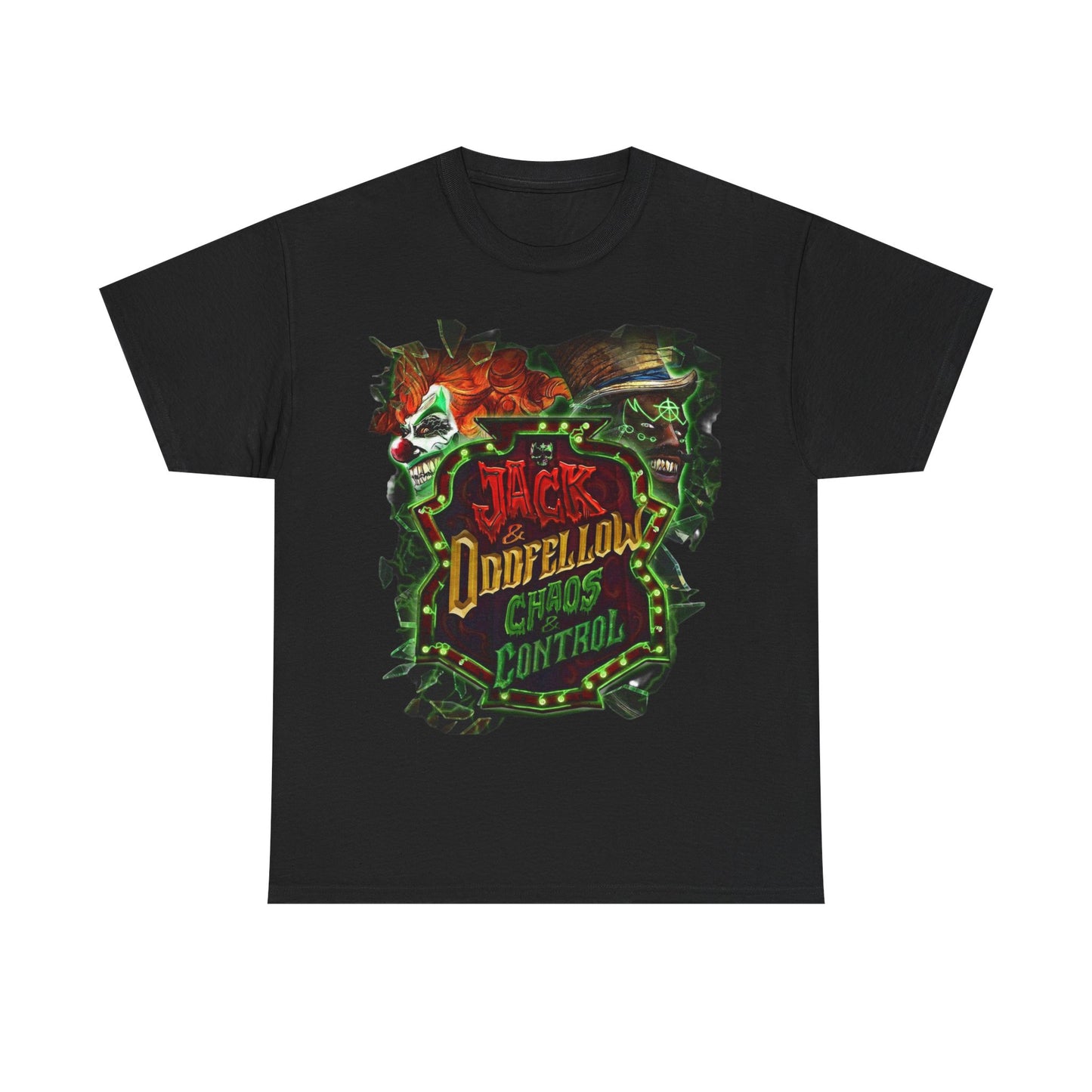 Jack Oodfellows Chaos Control Tee — Halloween Horror Graphic T-Shirt