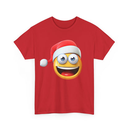 Christmas Emoji T-Shirt — Santa Hat Smiley Holiday Tee
