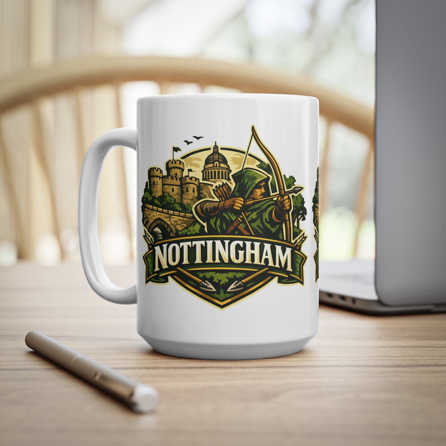 Nottingham Robin Hood Ceramic Coffee Mug — 11oz & 15oz Travel-Perfect Gift