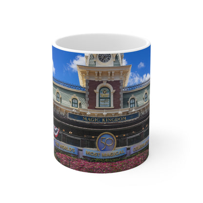 Magic Kingdom Train Station Photo Mug — 11oz & 15oz Ceramic Coffee Cup