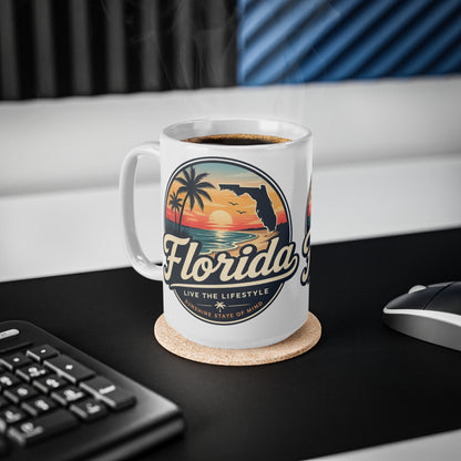 Florida Sunset Coffee Mug — Retro Palm Beach Ceramic Cup (11oz & 15oz)