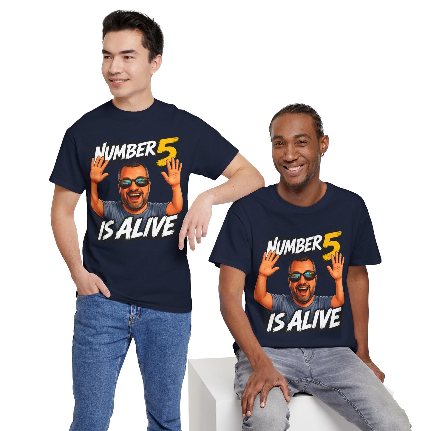 Number 5 Is Alive Graphic Tee — Funny Meme Face T‑Shirt