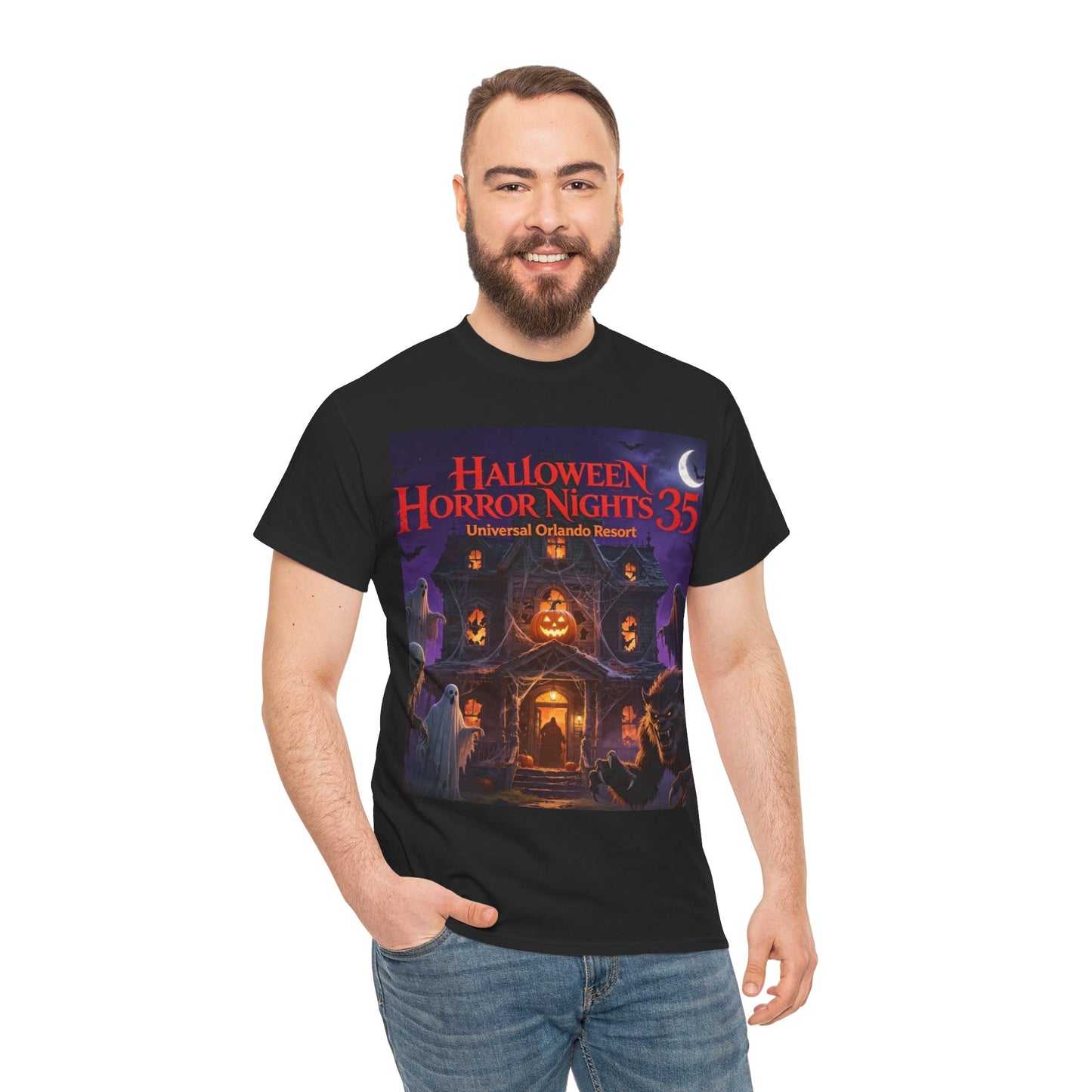 Halloween Horror Nights 35 T-Shirt — Haunted House Pumpkin Graphic Tee