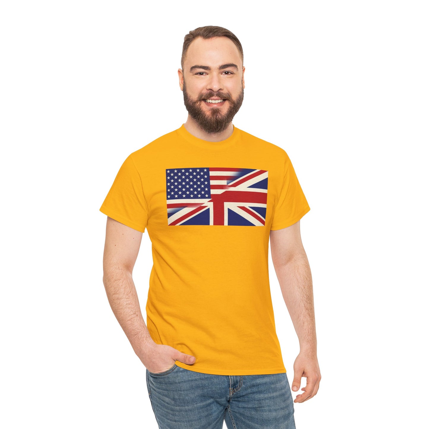 USA-UK Flag Graphic Tee — American British Union Jack Mashup T-Shirt
