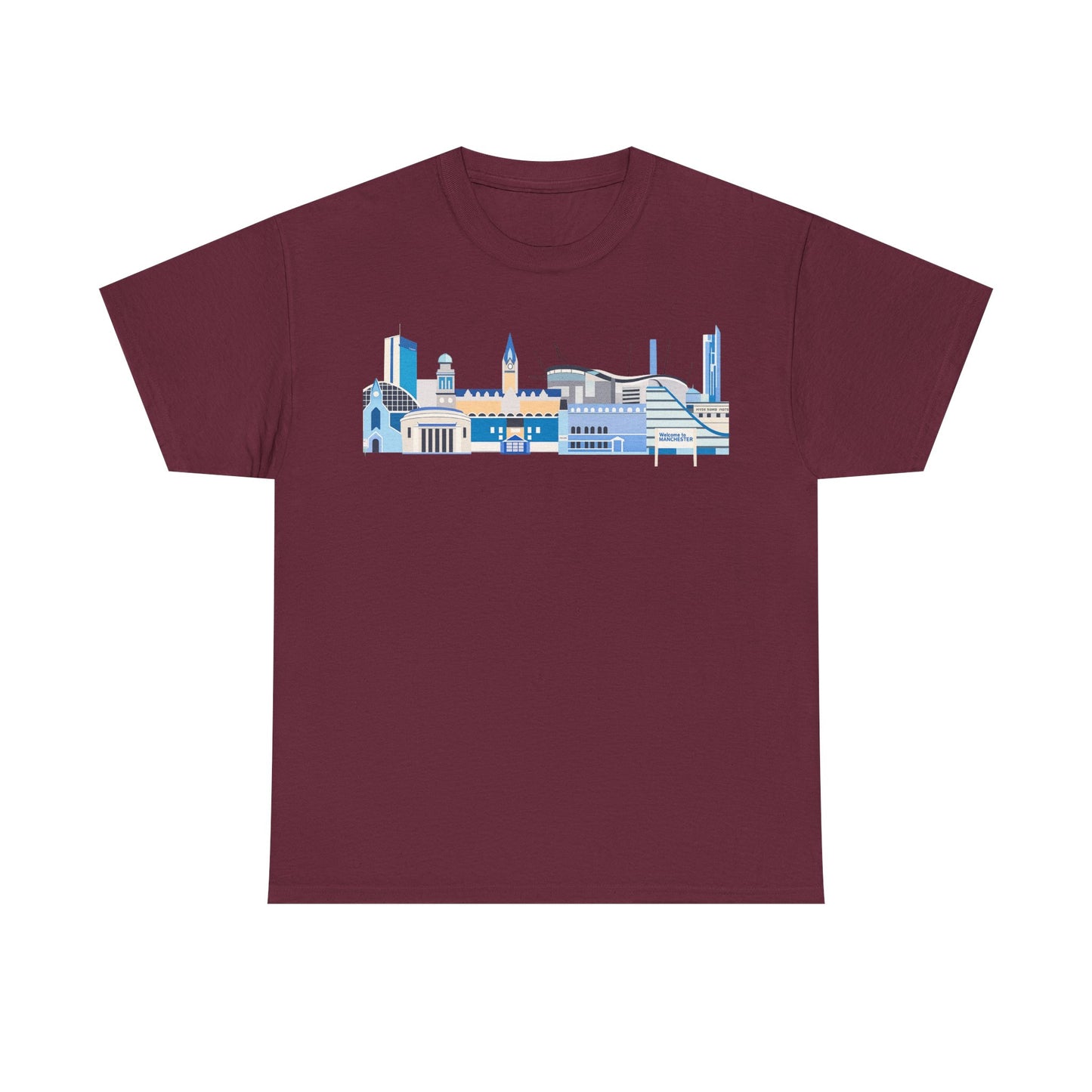 Manchester City Skyline Tee — Minimal Blue Urban Landscape T‑Shirt