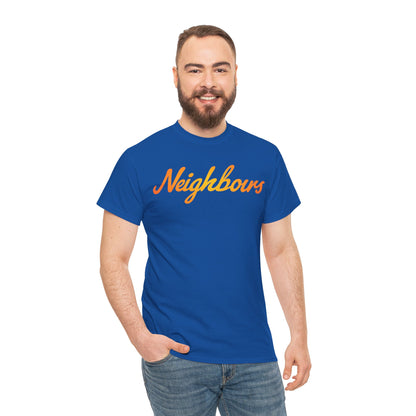 Neighbours Script T‑Shirt — Retro Orange Neighborhood Tee