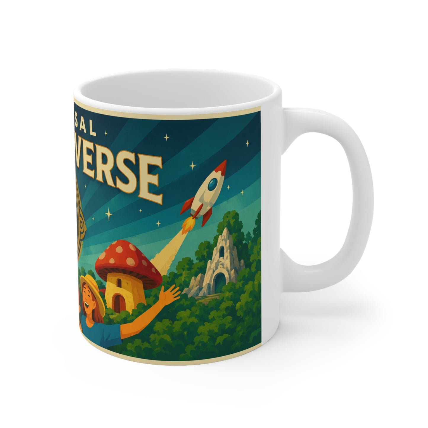 Epic Universal Theme Park Coffee Mug — Vintage Roller Coaster & Castle Design (11oz/15oz)
