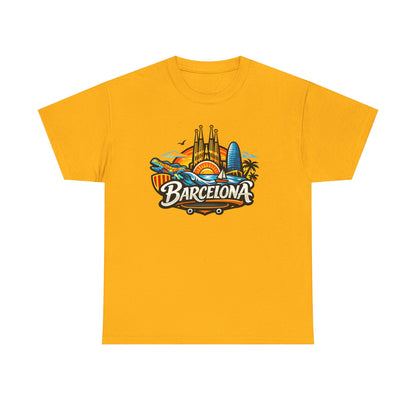Barcelona Skyline Graphic Tee — Colorful Travel Souvenir T-Shirt