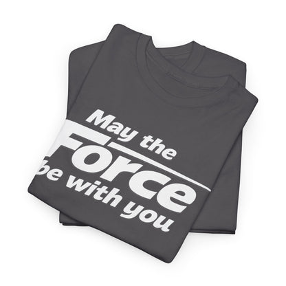 "May the Force Be With You" Retro Embossed Graphic T‑Shirt —