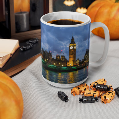 London Night Skyline Mug — Houses of Parliament & Westminster Bridge Ceramic Coffee Cup