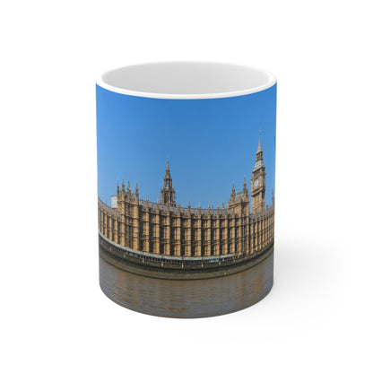 London Houses of Parliament Photo Mug — Big Ben & Thames Scenic Ceramic Coffee Cup (11oz/15oz)