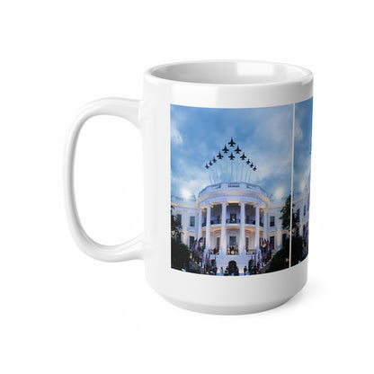 Patriotic White House Panorama with Jet Flyover 11oz/15oz Ceramic Mug
