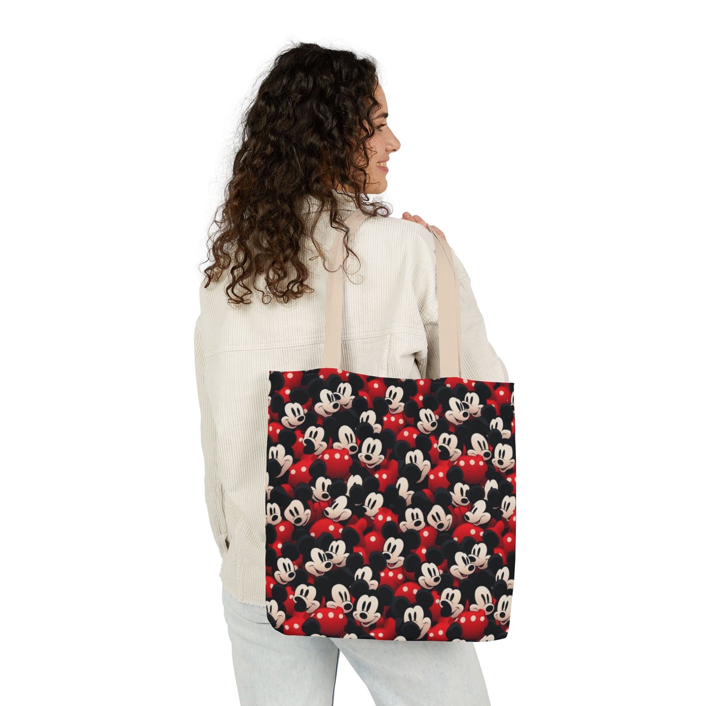 Mickey Mouse Canvas Tote — Retro Cartoon Character Allover Print