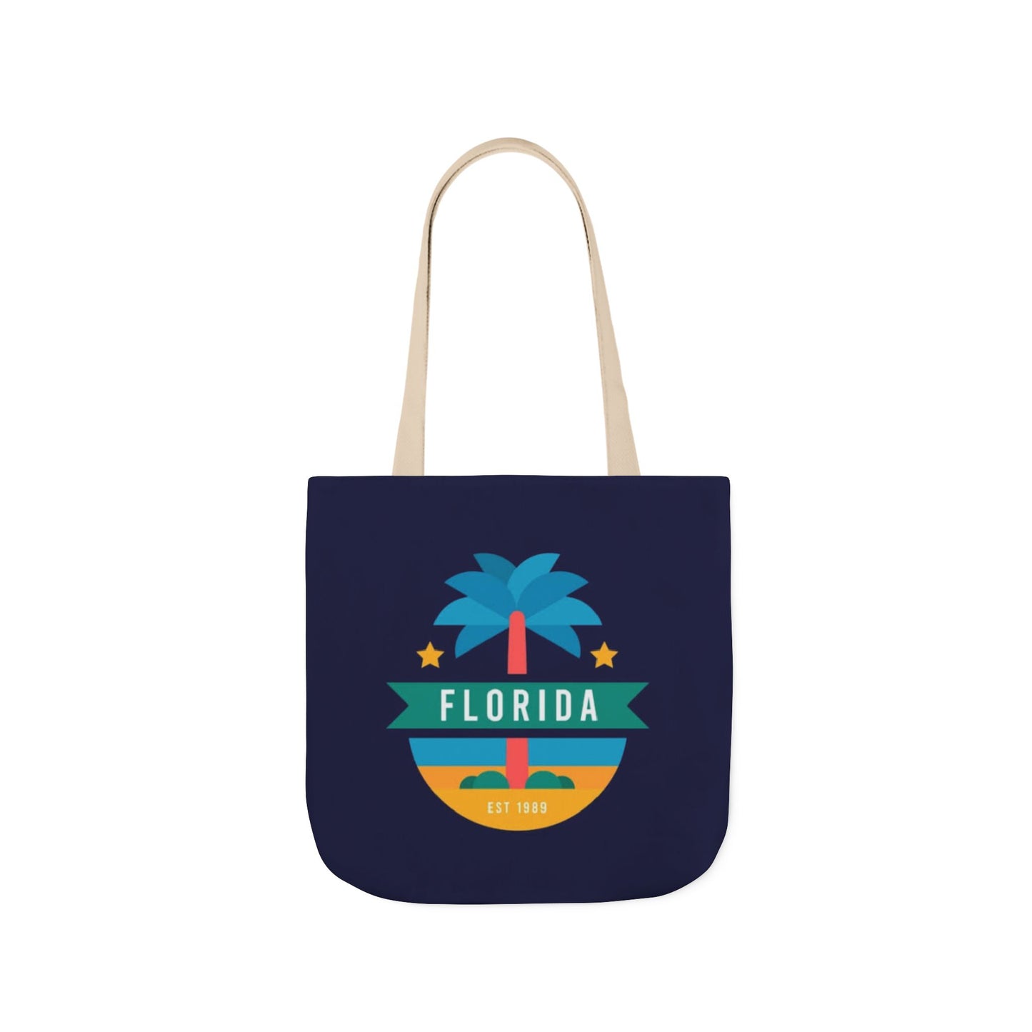 Florida Palm Beach Canvas Tote Bag — Retro Sunshine Travel Tote