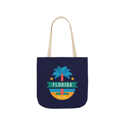 Florida Palm Beach Canvas Tote Bag — Retro Sunshine Travel Tote
