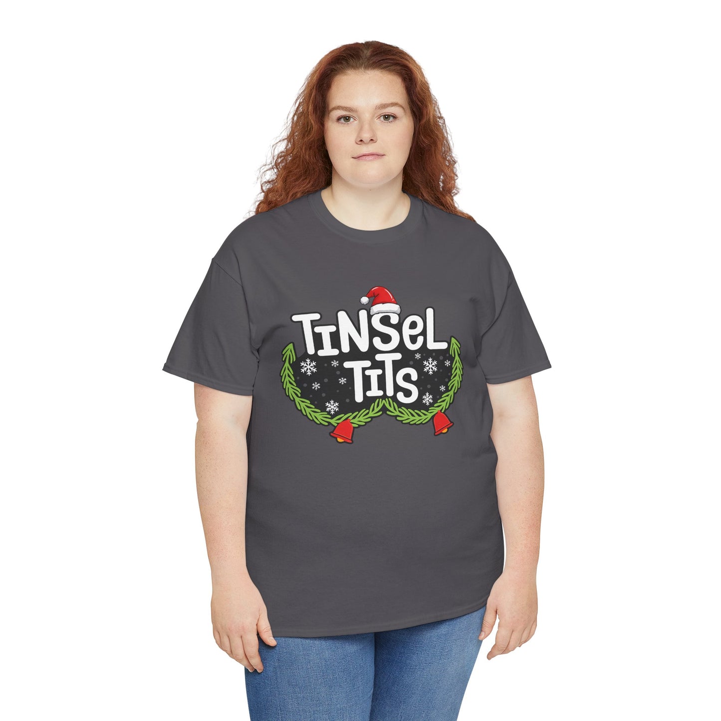 T-Shirt — "Tinsel Tits" Funny Christmas Wreath Holiday Tee