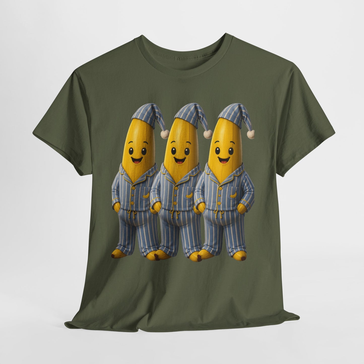 Bananas in Pyjamas – Three Smiling Bananas in Striped Pajamas Graphic T-Shirt