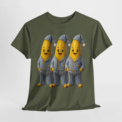 Bananas in Pyjamas – Three Smiling Bananas in Striped Pajamas Graphic T-Shirt