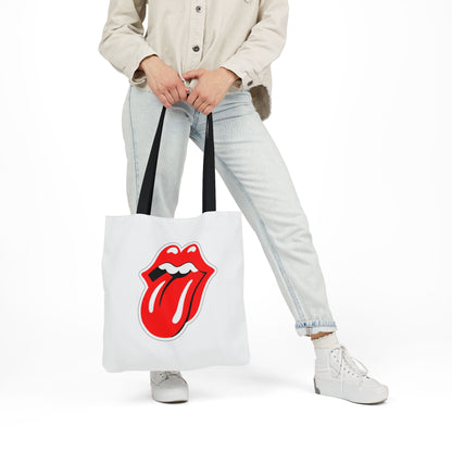 Rock & Roll Tongue Canvas Tote Bag — Retro Lip Graphic